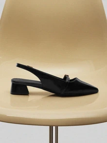 NobleVue 2025 Autumn Fashionable And Concise Style Pointed Toe Chunky Heel Women Shoes With Special Straps Lady Flat Shoes - Black - View 3