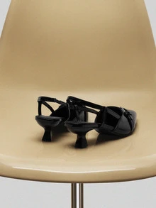 NobleVue Nuevos zapatos de tacón grueso con punta puntiaguda para mujeres en 2024, de estilo elegante y de moda, con correa versátil de estilo retro, adecuados para todas las estaciones - Negro - Ver 4