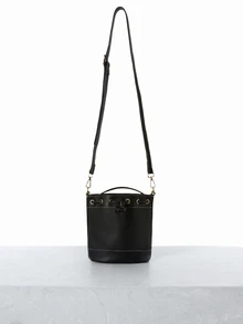CHICVUE 女士时尚百搭复古斜跨迷你水桶手提包 - 黑色 - 查看 4