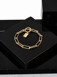 CHICVUE Set de 3 pulseras de cadena gruesa personalizada - Conjunto creativo de pulseras de cadena multicapa de color dorado, regalo de Navidad y invierno - Amarillo Oro - Ver 4
