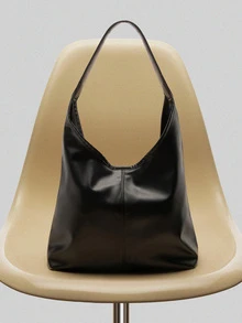 NobleVue 2026 New Fashion Solid Color Commuter Tote Bag, Minimalist Niche Design Underarm Bag, Stylish Large Capacity Shoulder Bag - Black - View 2