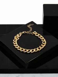 CHICVUE Set de 3 pulseras de cadena gruesa personalizada - Conjunto creativo de pulseras de cadena multicapa de color dorado, regalo de Navidad y invierno - Amarillo Oro - Ver 3