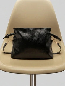 NobleVue Fashionable Drawstring Shoulder Bag, Crossbody Bag, Lucky Bag - Black - View 2