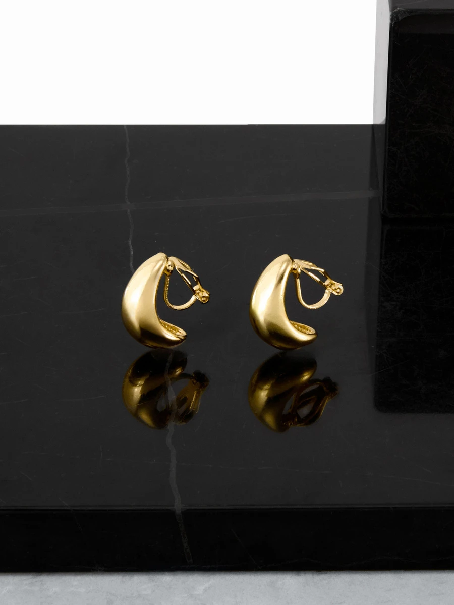 CHICVUE 2 件套简约泪珠夹式耳环，时尚几何耳夹，适合无耳洞人士 - clip - 查看 1