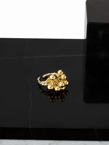 CHICVUE 3pcs Exaggerated Metal Large Floral & Bead Spiral Ring Set, Fashion Patterned Rings - Gold - View 4