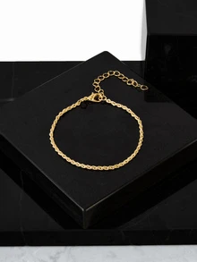 CHICVUE Set de 3 pulseras de cadena gruesa personalizada - Conjunto creativo de pulseras de cadena multicapa de color dorado, regalo de Navidad y invierno - Amarillo Oro - Ver 5
