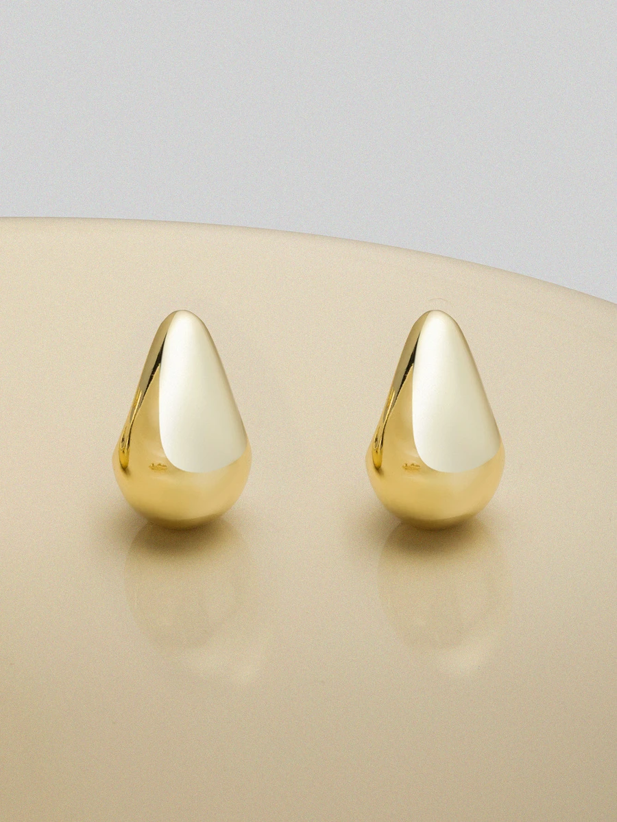 NobleVue 1set Fashionable Geometric Stainless Steel Jewelry Set, Including Teardrop Bracelet, Ring, And Earrings For Women - Yellow Gold - View 1