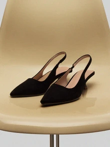 NobleVue 女士黑色尖头高跟鞋 时尚尖头正式高跟鞋 时尚踝带高跟鞋 - 黑色 - 查看 1