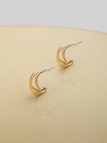 NobleVue 6 Pairs Geometric Creative Fashion Minimalist Everyday Delicate Small Earrings For Women, Suitable For Daily Wear - Yellow Gold - View 7