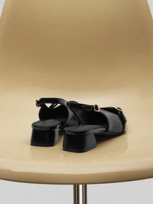 NobleVue 2025 Autumn Fashionable And Concise Style Pointed Toe Chunky Heel Women Shoes With Special Straps Lady Flat Shoes - Black - View 5