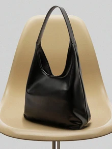 NobleVue 2026 New Fashion Solid Color Commuter Tote Bag, Minimalist Niche Design Underarm Bag, Stylish Large Capacity Shoulder Bag - Black - View 3