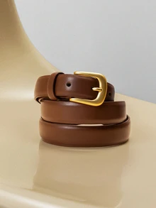 NobleVue 1 条女士优质 PU 休闲时尚百搭腰带，适合日常休闲、商务、餐饮、约会、搭配牛仔裤、休闲裤秋季、秋季、万圣节 - 棕色 - 查看 4