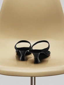 NobleVue 女士方头系带小猫跟凉鞋，豹纹仙女风格，夏季面料鞋面户外高跟凉鞋 - 黑色 - 查看 5