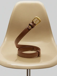 NobleVue 1 条女士优质 PU 休闲时尚百搭腰带，适合日常休闲、商务、餐饮、约会、搭配牛仔裤、休闲裤秋季、秋季、万圣节 - 棕色 - 查看 3