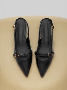 NobleVue 2025 Autumn Fashionable And Concise Style Pointed Toe Chunky Heel Women Shoes With Special Straps Lady Flat Shoes - Black - View 2