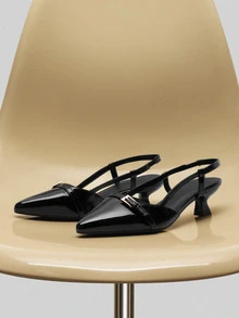 NobleVue Nuevos zapatos de tacón grueso con punta puntiaguda para mujeres en 2024, de estilo elegante y de moda, con correa versátil de estilo retro, adecuados para todas las estaciones - Negro - Ver 1