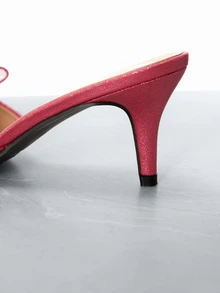 CHICVUE Pink Bow Tie High Heel Sandals, Open Toe Female Dress Shoes, Red High Heels, Narrow Stiletto Slide Sandals, Red Celebratory Bow Tie Wedding Shoes - Pink - View 3