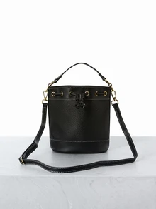 CHICVUE 女士时尚百搭复古斜跨迷你水桶手提包 - 黑色 - 查看 1