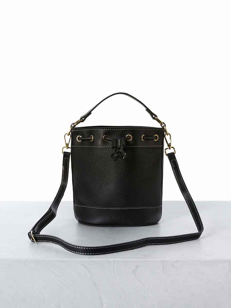 CHICVUE 女士时尚百搭复古斜跨迷你水桶手提包 - 黑色 - 查看 1