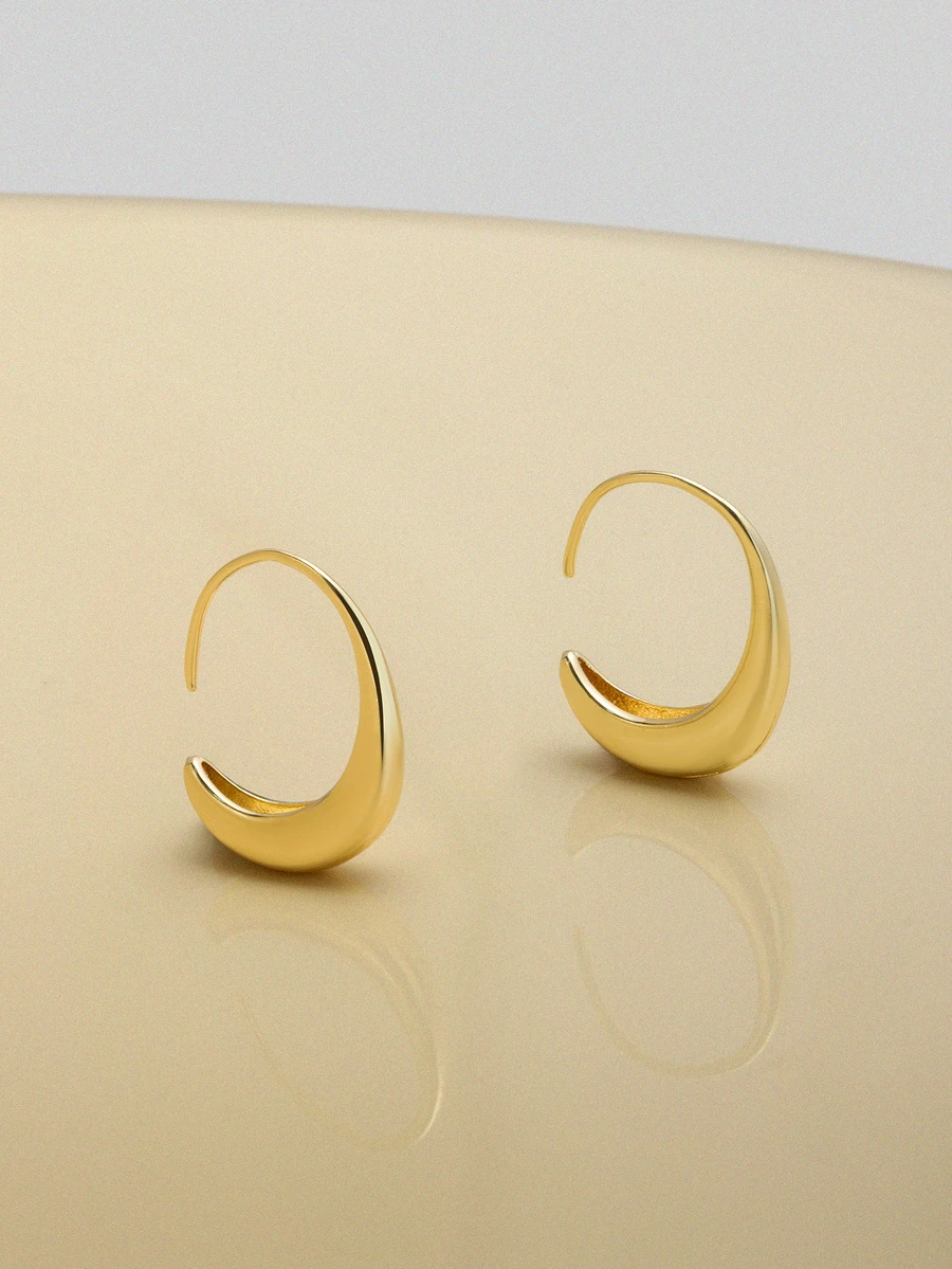 NobleVue 1 对椭圆形水滴几何耳环 - 金黃色 - 查看 1