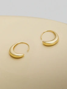 NobleVue 1 对椭圆形水滴几何耳环 - 金黃色 - 查看 3