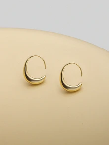 NobleVue 1 对椭圆形水滴几何耳环 - 金黃色 - 查看 5