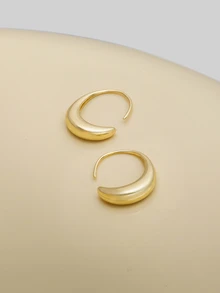 NobleVue 1 对椭圆形水滴几何耳环 - 金黃色 - 查看 2