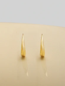 NobleVue 1 对椭圆形水滴几何耳环 - 金黃色 - 查看 4