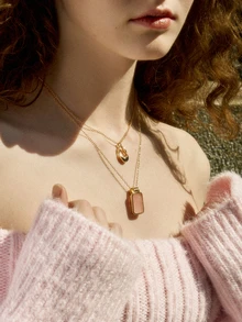 Hatastic Geo Pendant Layered Necklace - Pink - View 2