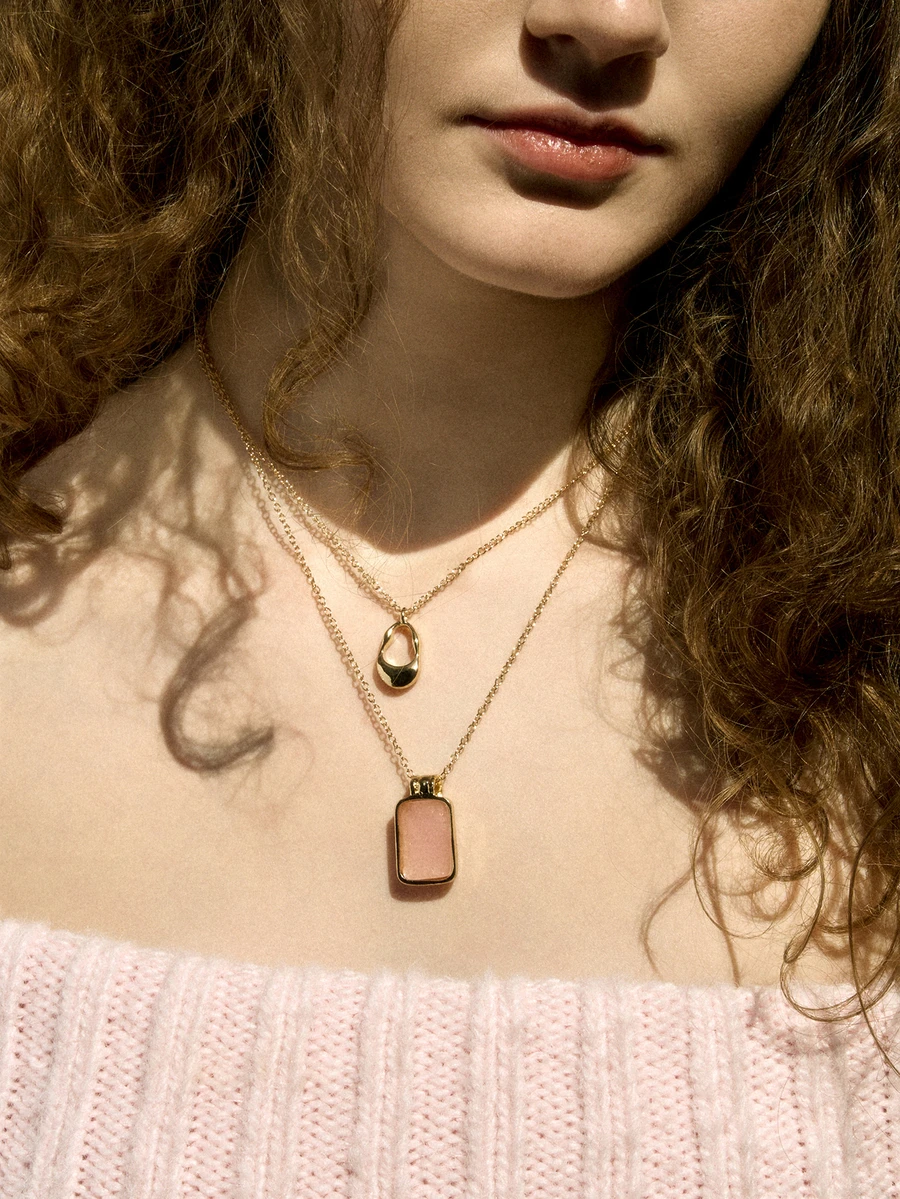 Hatastic Geo Pendant Layered Necklace - Pink - View 1