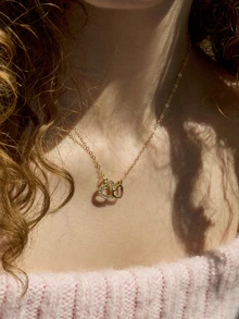 Hatastic Heart-Shaped Rhinestone Necklace, Elegant Clavicle Chain Pendant Necklace - Multicolor - View 2