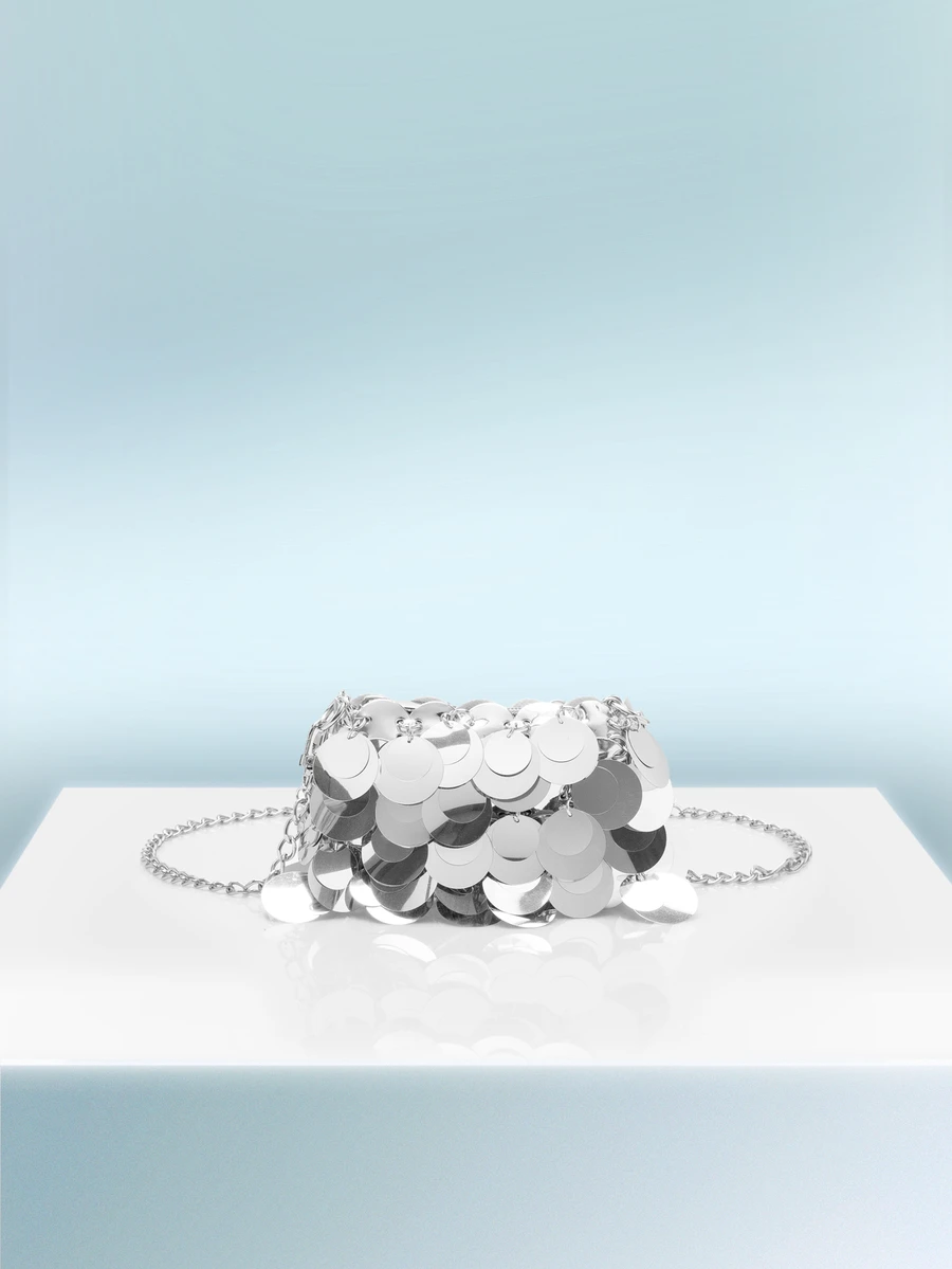 Rollcall 時尚銀色閃亮PU單肩包1個（與圖片相同款式） - 銀色 - 查看 1