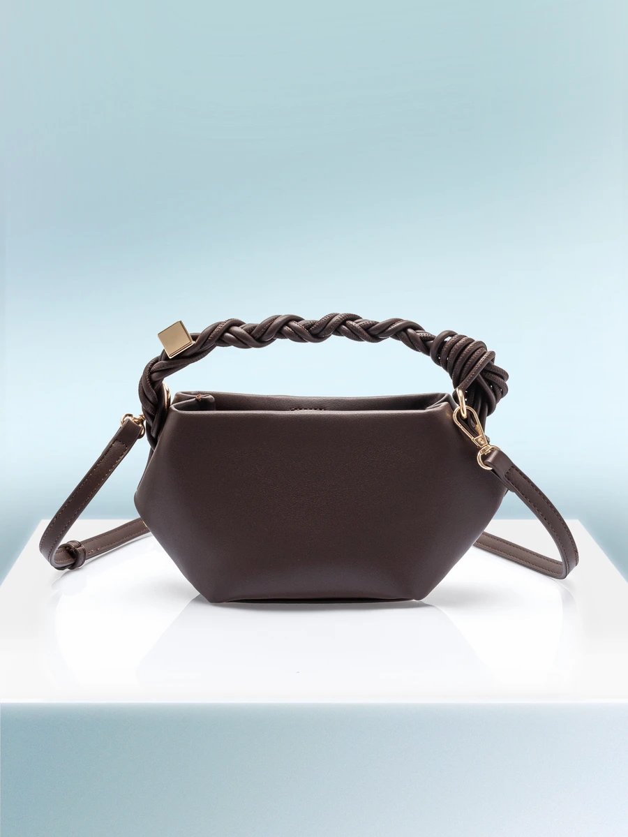 Rollcall New Luxury Designer Mini Handbag, Large Capacity Knotted Crossbody Bag, Women's Fashion Shoulder Bag, Versatile For Daily Use - Brown - View 1