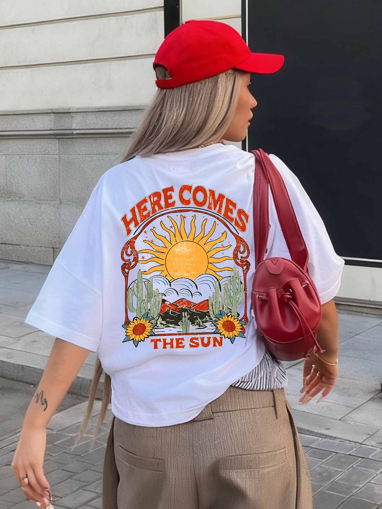 Women's Summer Round Neck Short Sleeve Graphic T-Shirt, Versatile Casual Style, Suitable For Everyday Wear White - White - View 1