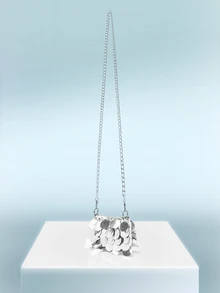 Rollcall 時尚銀色閃亮PU單肩包1個（與圖片相同款式） - 銀色 - 查看 4