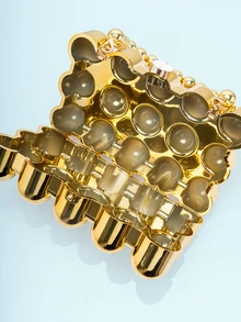 Rollcall 奢华迷你盒式手拿包，女士 2025 新款亚克力时尚派对小众设计配件零钱包 - 金色 - 查看 5