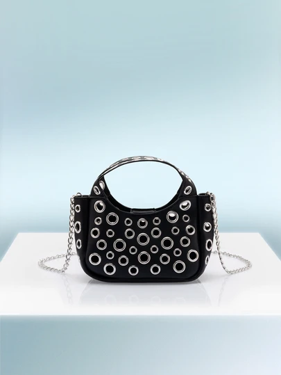 Rollcall 奢华设计师手提包 - 柔软触感 PU 皮革，斜挎包，配有顶部提手和可调节肩带，时尚宽敞的女士铆钉手提包