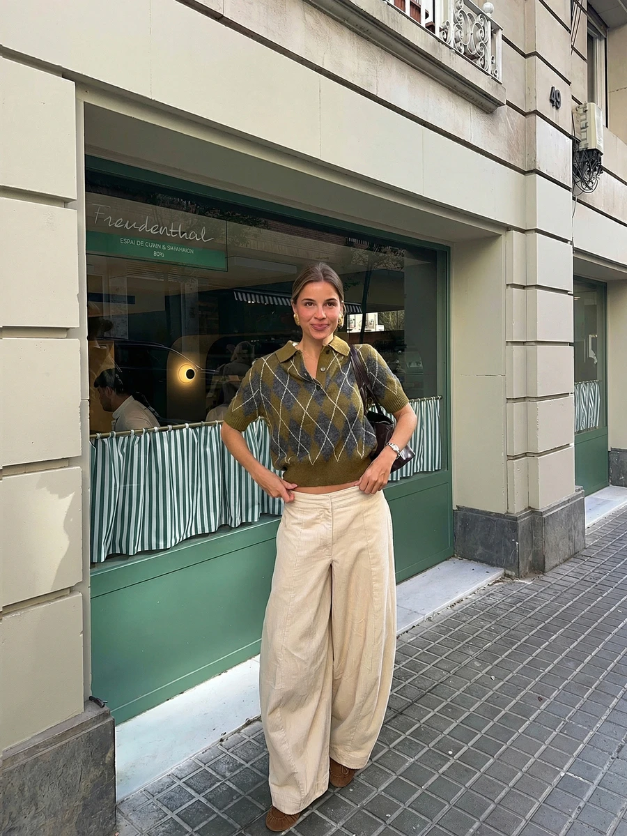 2026 Women's Spring/Summer New Rhombus Pattern Breathable Polo Collar Short Sleeve Knit Top - Multicolor - View 1