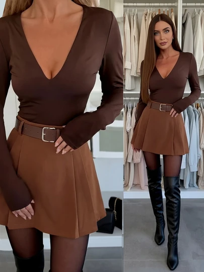 Women's Solid Color Woven Elegant Vacation Pleated Shorts