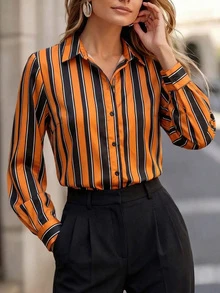 New Fashionable Striped Women's Blouse For Commuting Vacation - Multicolor - View 3