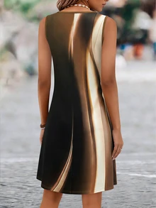 Ombre Print Sleeveless V-Neck Pocket Dress, Casual Daily & Holiday Wear For Women, Spring/Summer - Multicolor - View 2