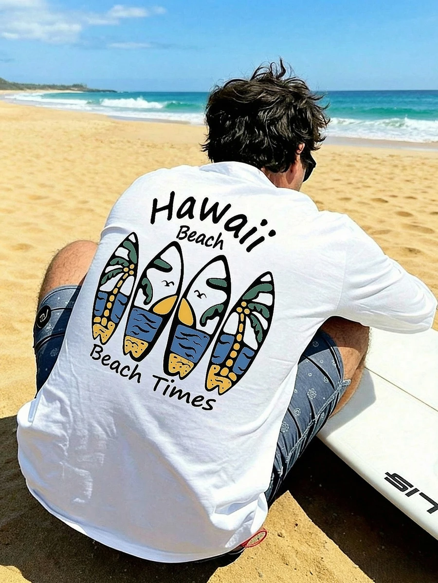 Camiseta de manga corta holgada, versátil y casual con estampado de moda para hombres | Diseño exquisito | Esencial de verano | Combinación elegante - Blanco - Ver 1