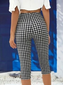 Women's High Waist Casual Elastic 3/4 Pants, Solid Color Knitted Polyester Fabric, Suitable For Spring, Summer And Autumn - Multicolor - View 3
