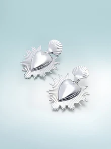 Hoa tai hình trái tim Valentine - Bạc - Xem 2