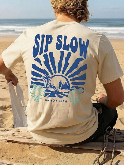 Men's Fashionable Printed Loose Casual Versatile Short Sleeve T-Shirt | Exquisite Design | Summer Essential | Stylish Matching, Showcasing Your Style