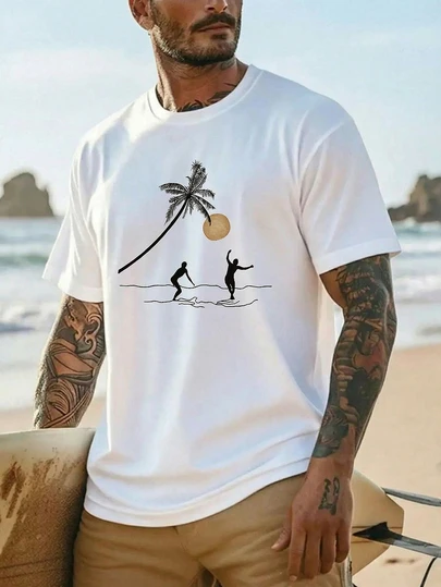 Camiseta de manga corta holgada, casual y versátil con estampado de moda para hombres | Diseño exquisito | Esencial de verano | Combinación elegante que muestra tu estilo