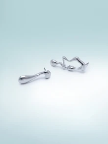 Rollcall 1pair Simple & Creative Asymmetrical Music Note Shaped Earrings With Cold Tone Design, Suitable For Daily Wear And Work Commute For Women - Silver - View 5