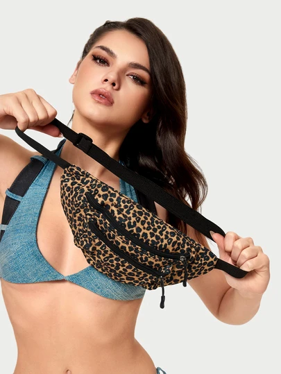 DareSee Fashionable Leopard Print Multi-Purpose Sports & Casual Fanny Pack For Women, Fall Winter Fashionable Cheetah Print Purse For Women , Leopard Cheetah Print