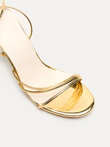 TuEzra New Fashion White Lace-Up High Heel Sandals For Women - Gold - View 4
