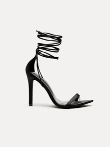 TuEzra 女士银色凉鞋，2025夏季新款时尚性感交谊夜店舞蹈表演系带凉鞋，舒适不疲劳 - 黑色 - 查看 2